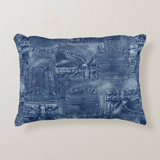 Denim material, decorative cushion (Front)
