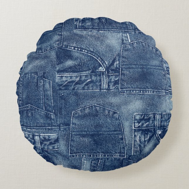 Denim material, round cushion (Front)