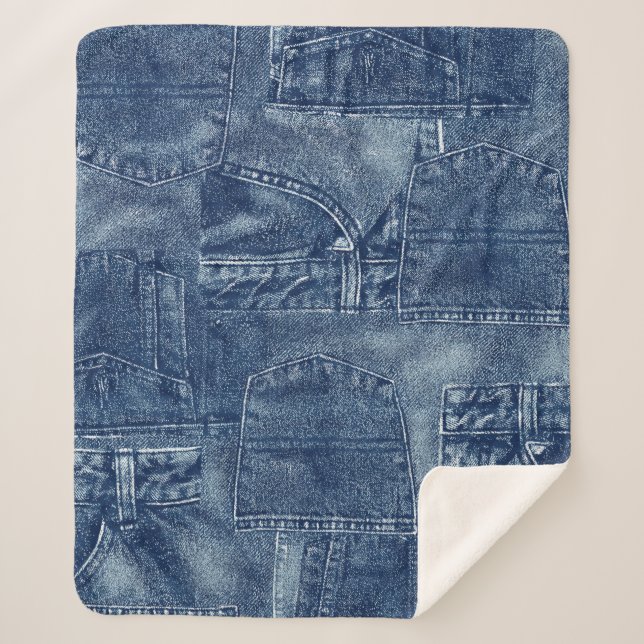 Denim material, sherpa blanket (Front)