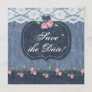 Denim n Daisies Save the Date Lace Invite Western