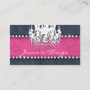 Denim n Diamonds Chandelier Floral Pink Business Card