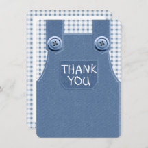 Denim Overalls Cute as a Button Thank You Card