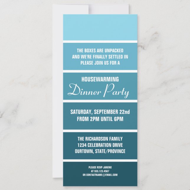 Denim Paint Sample Card Housewarming Invitation (Front)