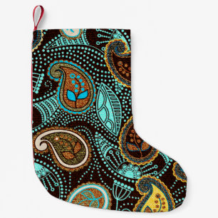 Denim Paisley: Seamless Jeans Texture Pattern Small Christmas Stocking