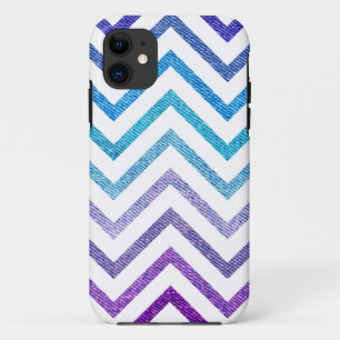 Denim Pastel Chevron White iPhone 11 Case