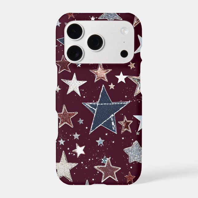 Denim Patch Stars iPhone Case | Y2K Bling (Back)