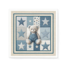 Denim Patchwork Bear Napkins