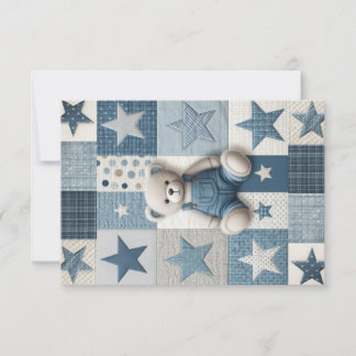 Denim Patchwork Bear Thank You Card