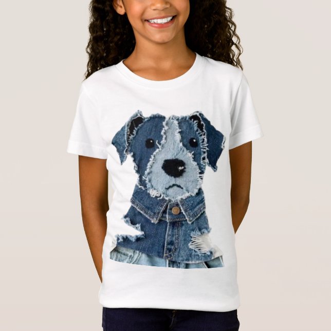 Denim Patchwork Dog T-Shirt (Front)