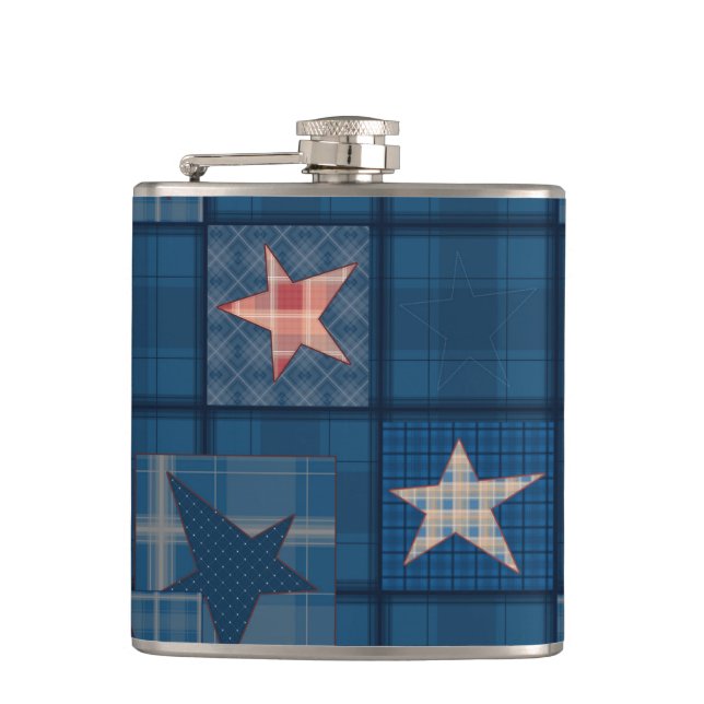 Denim patchwork hip flask (Front)