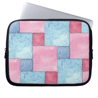 Denim Patchwork Laptop Sleeve, Pinks, Blues Laptop Sleeve