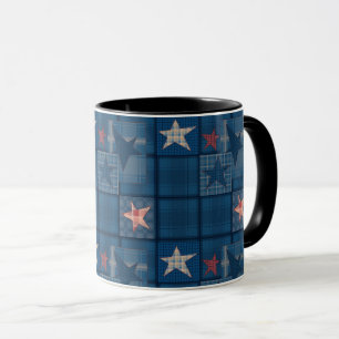 Denim patchwork mug