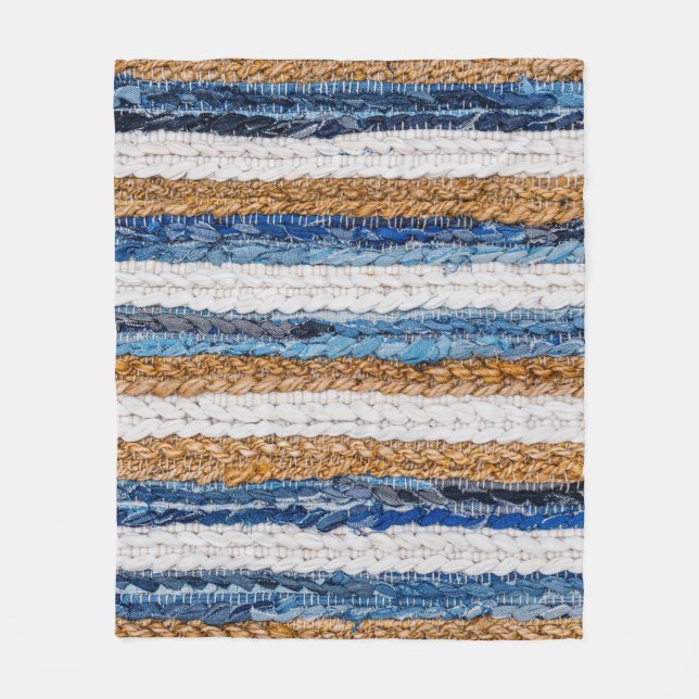 Denim patchwork: recycled jeans rug. fleece blanket (Front)