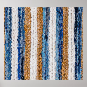 Denim patchwork: recycled jeans rug. poster