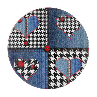 Denim Patchwork: Seamless Fabric Pattern Cutting Board