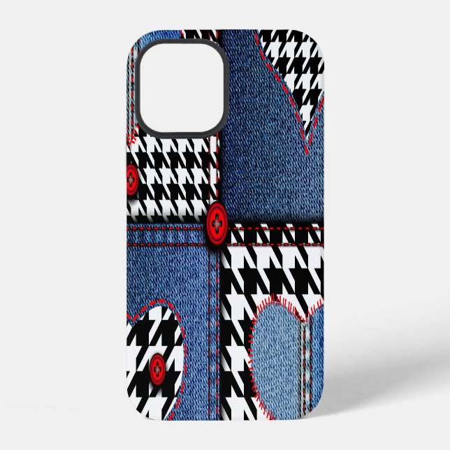 Denim Patchwork: Seamless Fabric Pattern iPhone Case (Back)