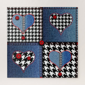 Denim Patchwork: Seamless Fabric Pattern Jigsaw Puzzle