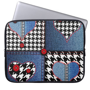 Denim Patchwork: Seamless Fabric Pattern Laptop Sleeve