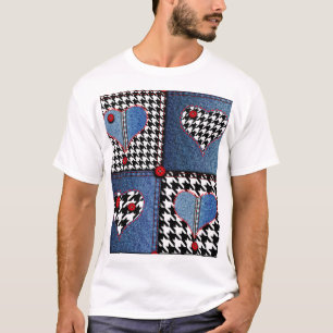 Denim Patchwork: Seamless Fabric Pattern T-Shirt