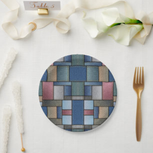 Denim Pattern Paper Plate
