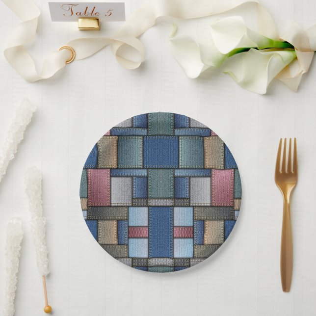 Denim Pattern Paper Plate (Wedding)