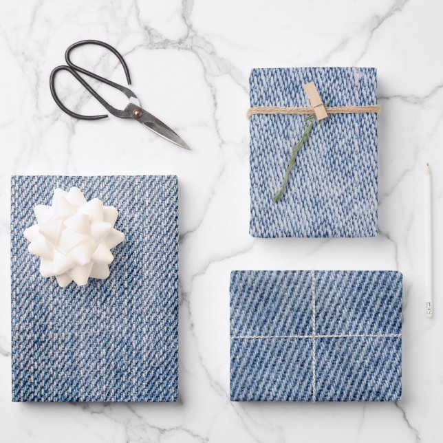Denim Pattern Wrapping Paper Sheet (Front)