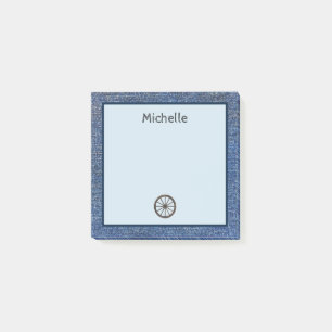Denim Personalised Rustic Blue Post-it Notes