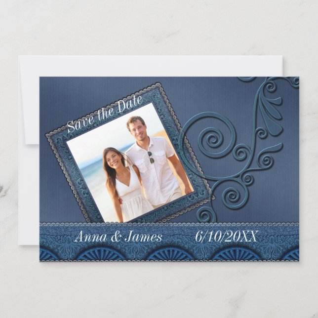 Denim Photo Save the Date Invitation (Front)