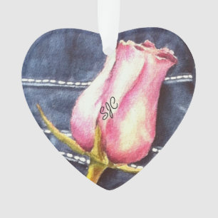DENIM PINK ROSEBUD VALENTINE ORNAMENT