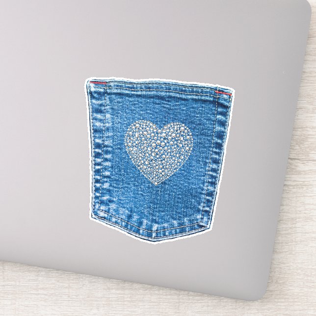 Denim Pocket Diamond Heart Bedazzled Country (Detail)
