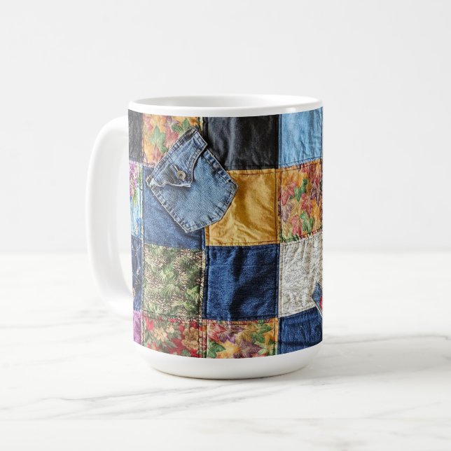 Denim Pocket Quilt Coffee Mug (Front Left)