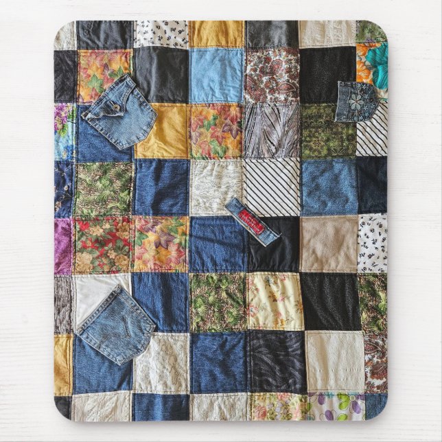 Denim Pocket Quilt Mouse Mat (Front)