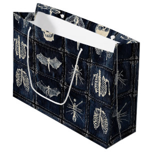 Denim Quilt with Skulls & Insects Large Gift Bag