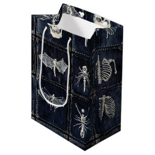 Denim Quilt with Skulls & Insects Medium Gift Bag