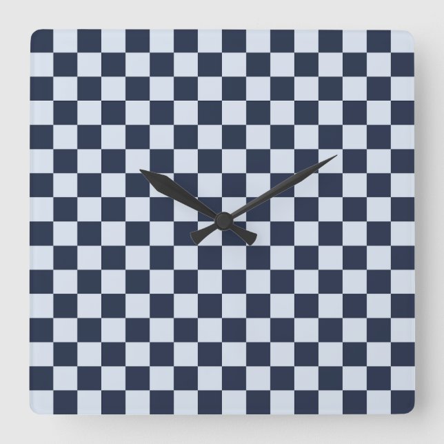 Denim rinse chequerboard pattern square wall clock (Front)