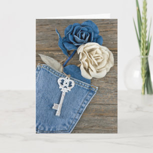 Denim Roses in Pocket Birthday Card
