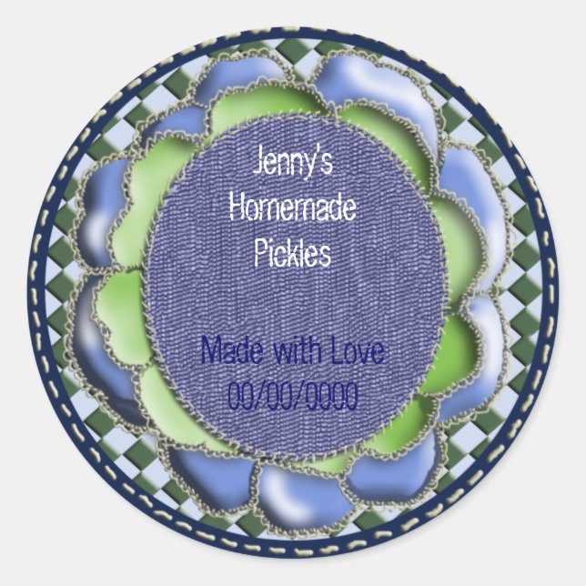 denim rosette canning classic round sticker (Front)