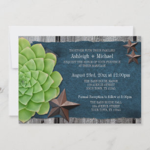 Denim & Rustic Stars Country Western Wedding Invitation
