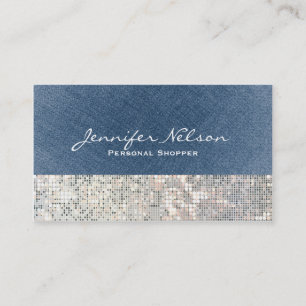 Denim Sequin Glitter Glamour Glitz Business Card