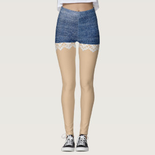 Denim Shorts Leggings Lace