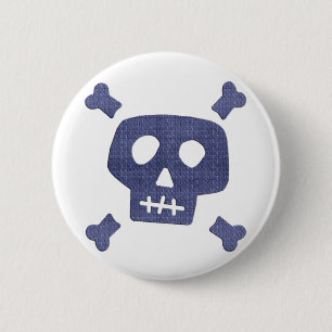 Denim Skull 6 Cm Round Badge