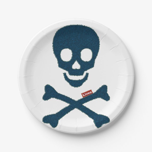 Denim Skull Paper Plate (Front)
