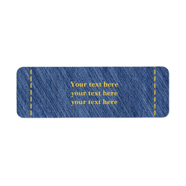 Denim Stitch Jean Party Address Labels Stickers (Front)