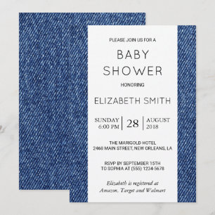 Denim Texture, Blue Denim, Baby Shower Invitation