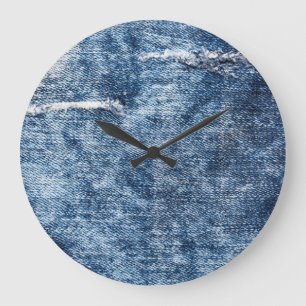 Denim texture: blue jeans background. large clock