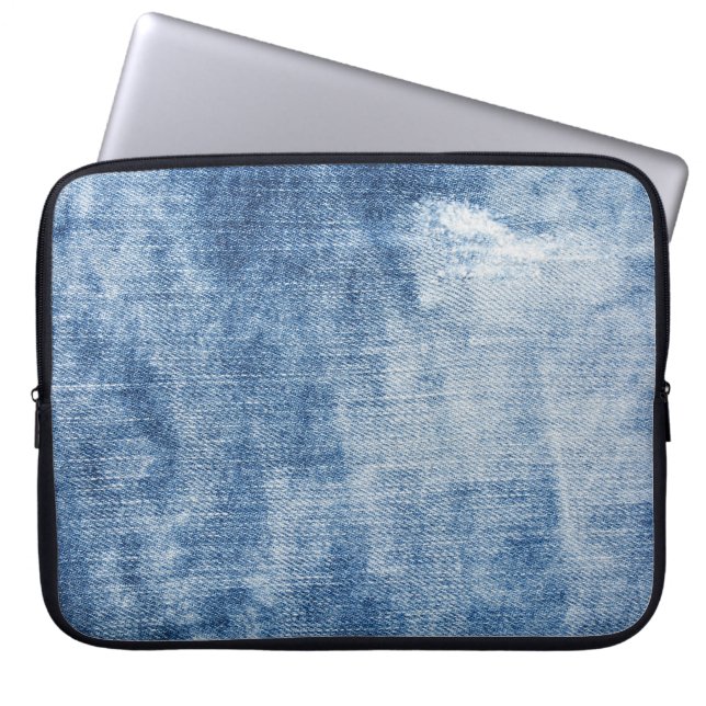 Denim Texture: Rugged Holes. Laptop Sleeve (Front)