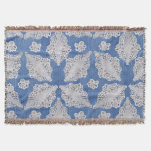 Denim texture with Lace Repeat Pattern Throw Blanket