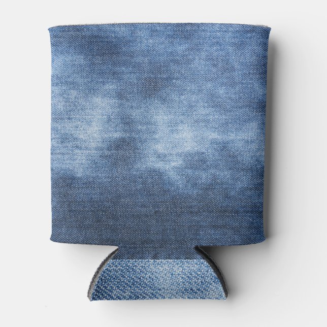 Denim Texture: Worn Fabric Background Can Cooler (Front)