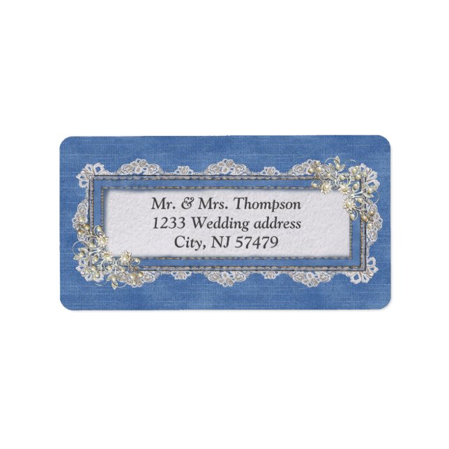 Denim Textured Lace and Pearls Label (Front)