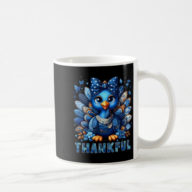Denim Thankful Turkey Grandma Mama Mom Give Thanks Coffee Mug (Right)